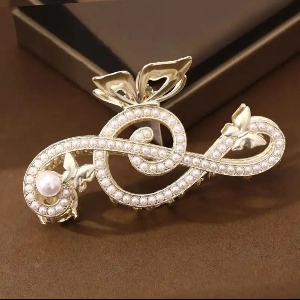 Metal Tulip Rhinestones Hair Claw Eegant Clip Barrette Hairpin dragon music note